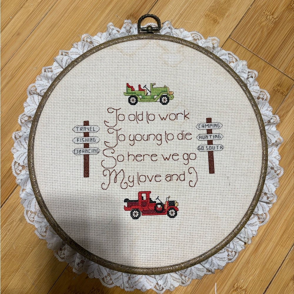 Vintage Embroidered Hoop Art